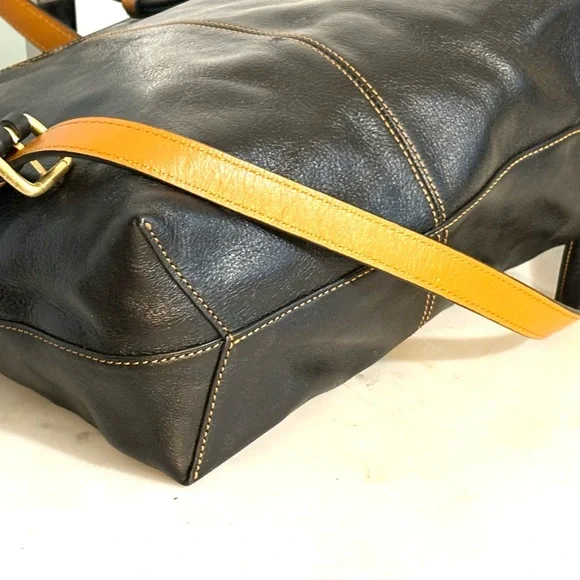 Vera Bradley Black and Brown Leather Tote - Picture 10 of 10